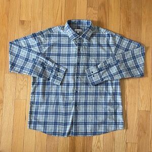 Peter Millar Blue and White Plaid Men's Shirt